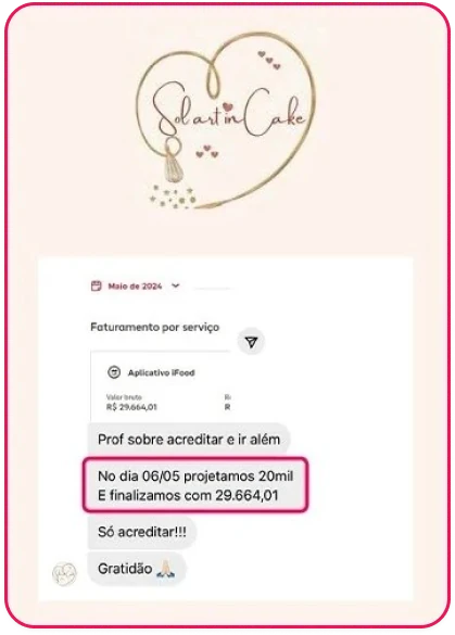 Print de faturamento por serviço mostrando R$ 29.664,01 finalizados no mês