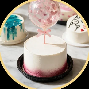 Bento cakes decorados com topo de balão e mensagens escritas